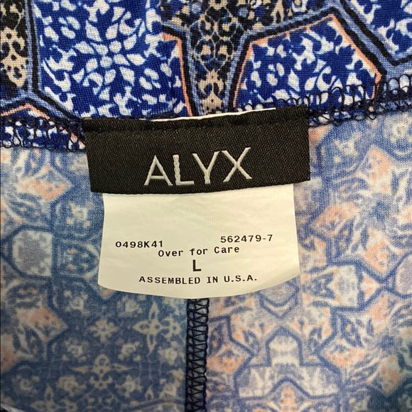 Geometric Blue Wide-Leg Alyx Large Women Pull on  Pant - Picture 2 of 6